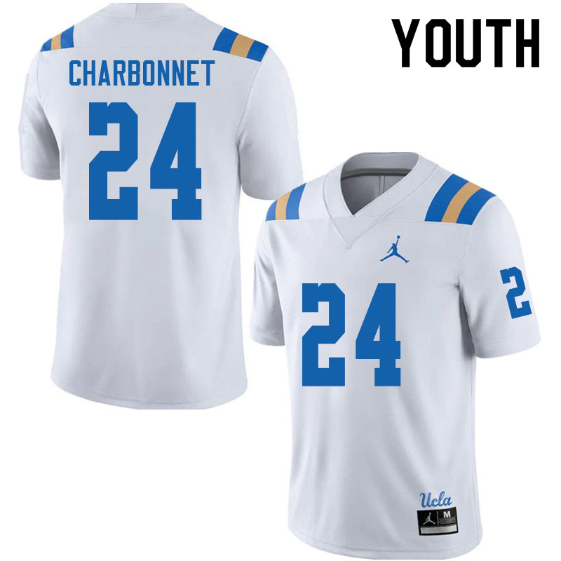 Jordan Brand Youth #24 Zach Charbonnet UCLA Bruins College Football Jerseys Sale-White - Click Image to Close